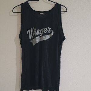 Source Unknown Black Mesh Tank Top with Silver Graphic